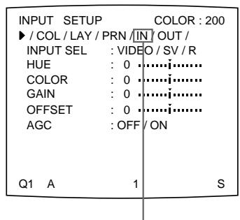 SONY UP-51MD - Appuyez sur la touche INPUT SETUP dans le panneau secondaire. le menu INPUT SETUP apparait. - 1