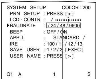 SONY UP-51MD - Réglage du début en bauds pour la communication avec l'ordinateur - 3