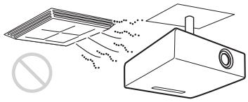 SONY VPL-ES7 - Posizioni esposte a flusso diretto di aria fredda o calda proveniente da un condizionatore - 1