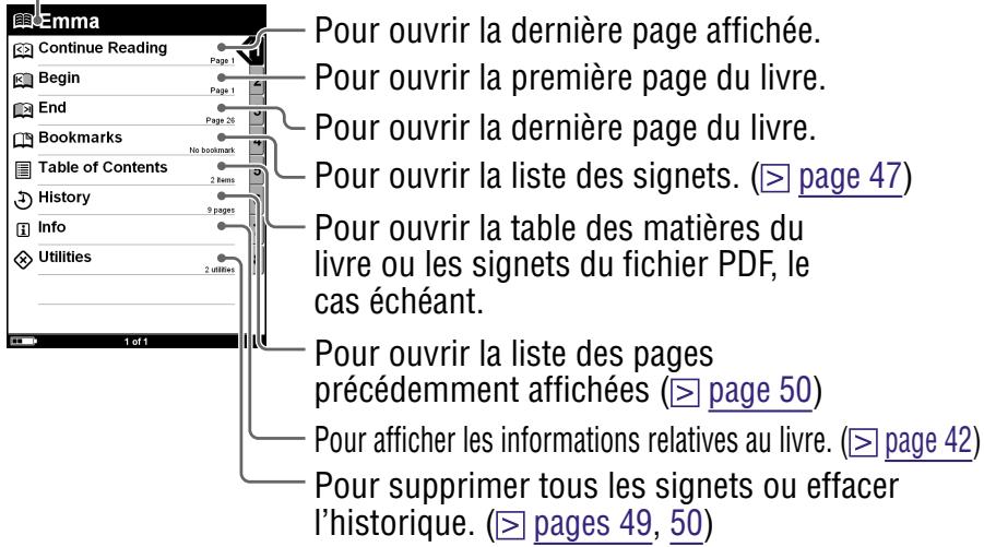 SONY PSR-505 - À propos du menu d'options - 1