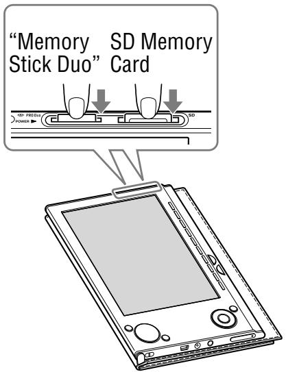 SONY PSR-505 - Gently push in the memory card. - 1