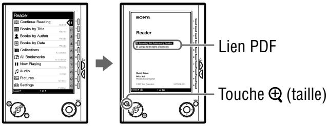 SONY PSR-505 - Pour naviguer dans le Guide de l'utilisateur avec le Reader - 1