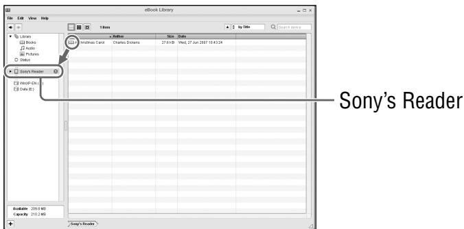 SONY PSR-505 - Drag the content from the list to "Sony's Reader" in the Source view. - 1