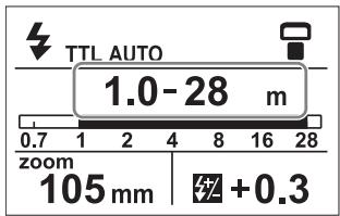 TTL AUTO 1.0-28 m 0.7 1 2 4 8 16 28 zoom 105 mm 空+0.3
