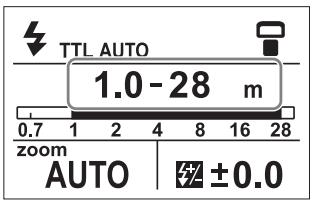 TTL AUTO 1.0 - 28 m 0.7 1 2 4 8 16 28 zoom AUTO | ±0.0
