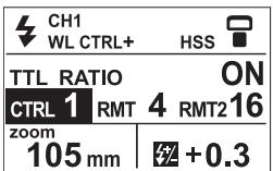 CH1 WL CTRL+ HSS TTL RATIO ON CTRL 1 RMT 4 RMT216 zoom 105 mm +0.3