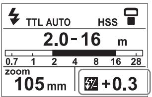 TTL AUTO HSS 2.0 - 16 m 0.7 1 2 4 8 16 28 zoom 105 mm +0.3