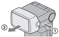 Diagram showing a mechanical component with labeled parts and directional arrows indicating movement or force