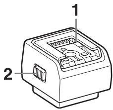 Diagram of a device with labeled parts 1 and 2, showing internal components and ports.