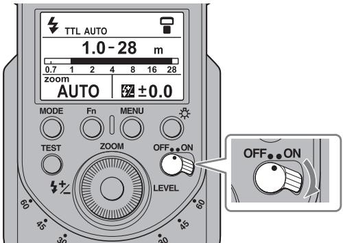 TTL AUTO 1.0 - 28 m 0.7 1 2 4 8 16 28 zoom AUTO ±0.0 MODE Fn MENU TEST ZOOM OFF ON LEVEL OFF ON
