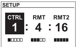 SETUP CTRL RMT RMT2 1: 4: 16 □□□□ ■□□□ ■■■■