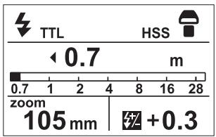 TTL HSS 0.7 m 0.7 1 2 4 8 16 28 zoom 105 mm +0.3