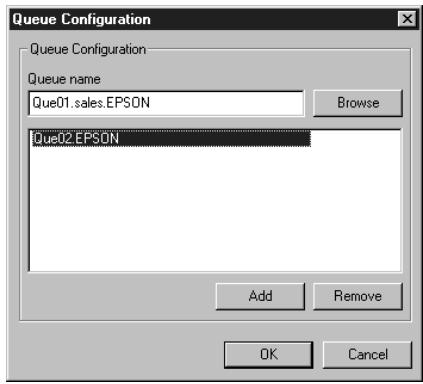 EPSON C82378 - Boîte de dialogue queue configuration (configuration de la file d'attente) - 1