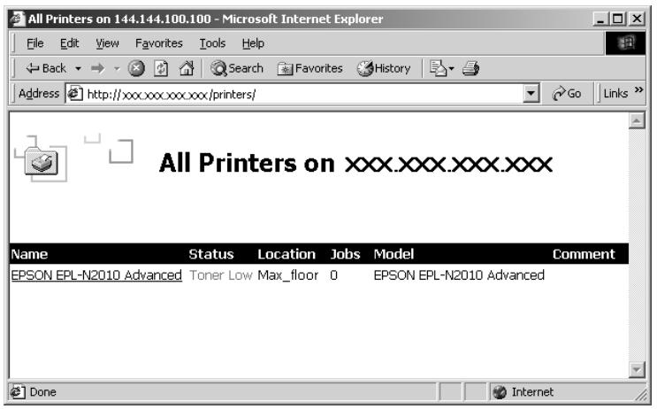 EPSON C82378 - Accès à la page du serveur d'impression - 1