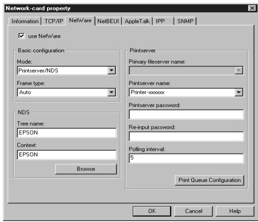 EPSON C82378 - Menu serveur d'impression - netware - 1