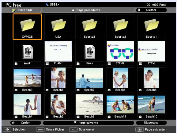 EPSON EB-G5100 - Enforcez le bouton [♂] afin d'amener le curseur sur l'icône de la cible de projection, puis appuyez sur le bouton [enter]. - 1