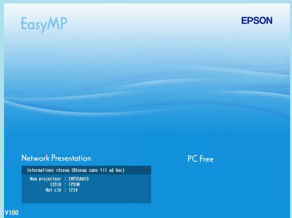 EPSON EMP-1810 - Appuyez sur le bouton [EasyMP] de la télécommande et assurez-vous que "EasyMP" s'affiche bien à l'écran. - 4