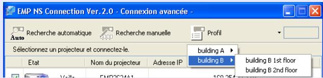 EPSON EMP-1810 - Dans le menu qui s'affiche, Sélectionnez le projecteur auquel vous poulez vous connecter. - 1