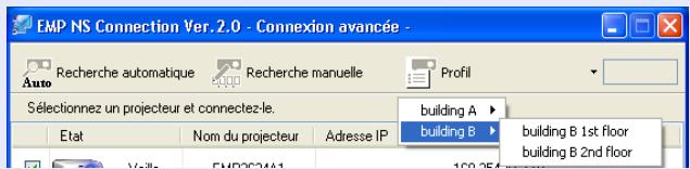 EPSON EMP-1815 - Dans le menu qui s'affiche, sélectionnez le projecteur auquel vous voulez vous connecter. - 1