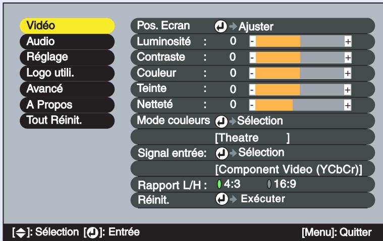 EPSON EMP-53 - Menu "vidéo - 1