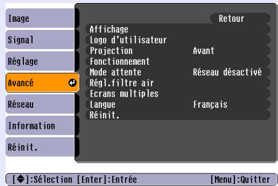 EPSON EMP-6100 - Menu avancé - 1