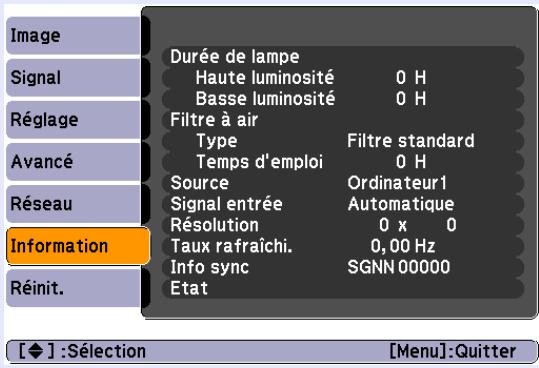 EPSON EMP-6110 - Menu Information (affichage uniquement) - 1