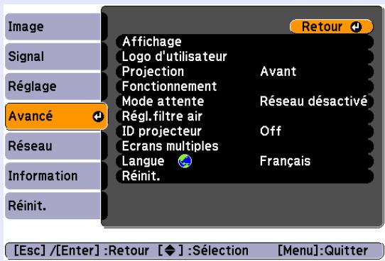 EPSON EMP-6110 - Menu Avancé - 1