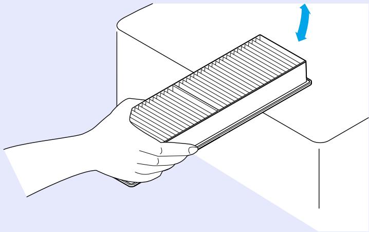 EPSON EMP-6110 - Orientez la face avant du filtré à air vers le bas et tapez sur le filtré quatre ou cinq fois pour délogger la poussière. - 1