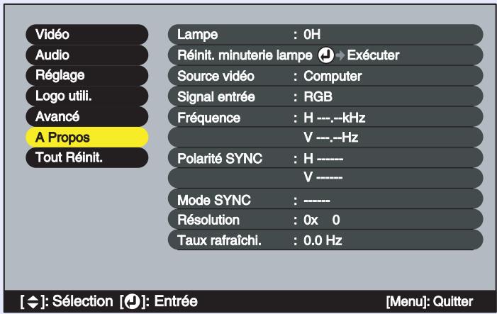 EPSON EMP-73 - Menu "A Propos" - 1