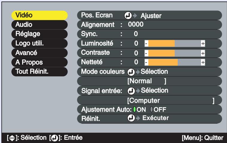 EPSON EMP-73 - Menu "Vidéo" - 1