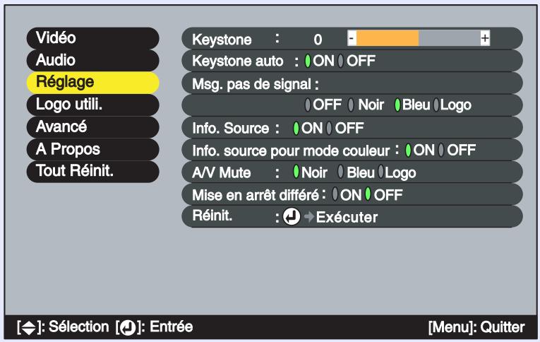 EPSON EMP-73 - Menu "Réglage" - 1