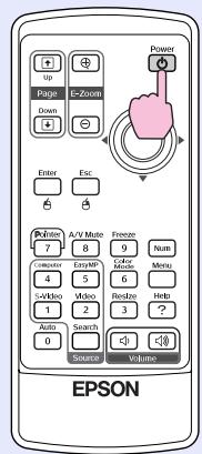 EPSON EMP-740 - Appuyez sur la touche [Power] du panneau de commande du projecteur ou de la télécommande pour allumer le projecteur. - 2