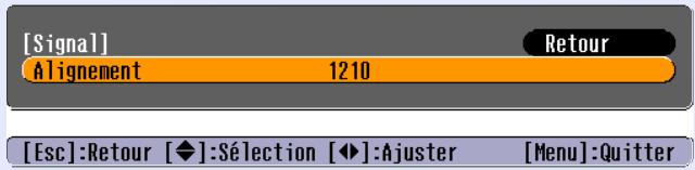 EPSON EMP-740 - Inclinez la touche [◇] de la télécommande ou appuyez sur les touches [◇] et [◇] du panneau de commande du projecteur pour régler la valeur de l'alignement jusqu'à ce que les rayures verticales disparaisent des images. - 1