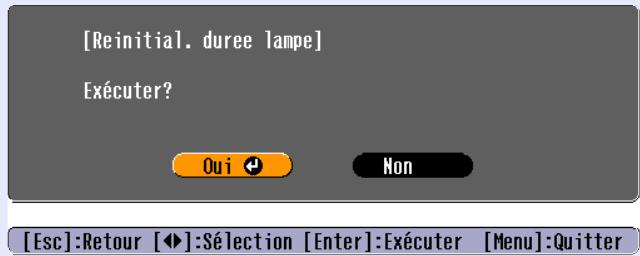 EPSON EMP-740 - Sélectionnez "Reinitial. duree lampe" dans le menu "Réinit.", puis appuyez sur la touche [Enter]. - 2