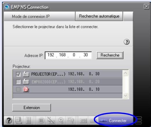 EPSON EMP-745 - Cliquez sur le nom du projecteur à connecter, sélectionnez la case à cocher pour ce projecteur, puis cliquez sur la touche "Connecter". - 1