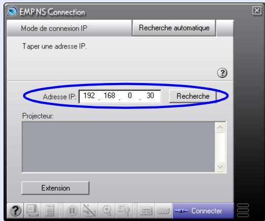 EPSON EMP-745 - Sélectionnez sur "Utilisez le mode de connexion IP." puis cliquez sur la touche "OK". - 3