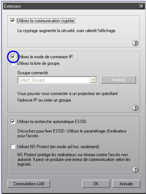 EPSON EMP-745 - Sélectionnez sur "Utilisez le mode de connexion IP." puis cliquez sur la touche "OK". - 1