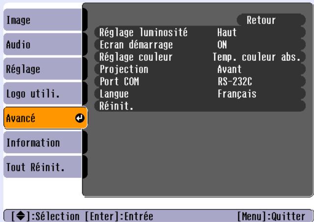EPSON EMP-74L - Menu "avancé - 1