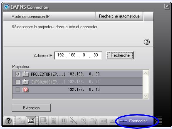 EPSON EMP-755 - Cliquez sur le nom du projecteur à connecter, sélectionnez la case à cocher pour ce projecteur, puis cliquez sur la touche "connector - 1