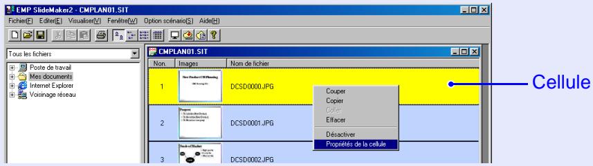 EPSON EMP-755 - Cliquez à droite sur la cellule ou sur l'animation voulue, puis sélectionnez "propriétés de la cellule". - 1