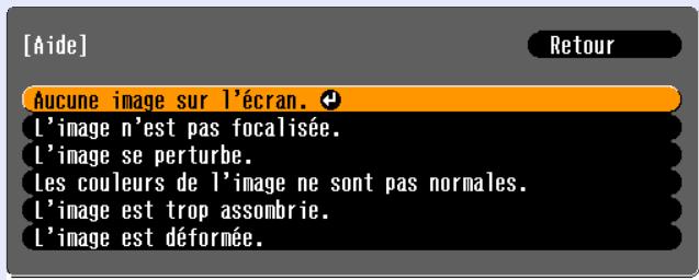 EPSON EMP-760 - Recommencé les étapes 2 et 3 pour acceder à des niveaux de sous-menu correspondant à des informations plus détaillées. - 1