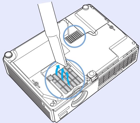 EPSON EMP-760 - Nettoyage des filtres à air et de l'orifice d'entrée d'air - 1
