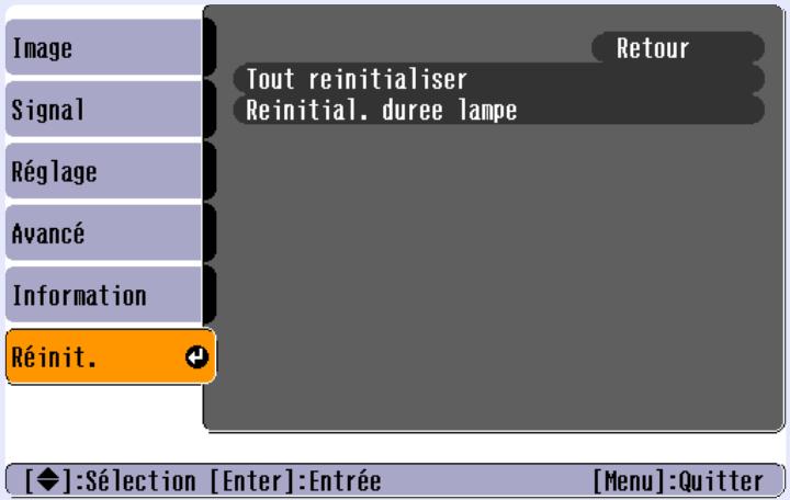 EPSON EMP-760 - Menu "Réinit." - 1