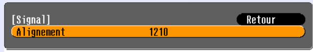 EPSON EMP-760 - Appuyez sur la touche [Menu] de la télécommande ou du panneau de commande du projecteur, puis selectionnez "Alignment" sur le menu de configuration "Signal". - 3