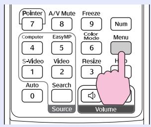EPSON EMP-760 - Branchez le cordon secteur, allumez le projecteur, puis appuyez sur la touche [Menu]. - 1