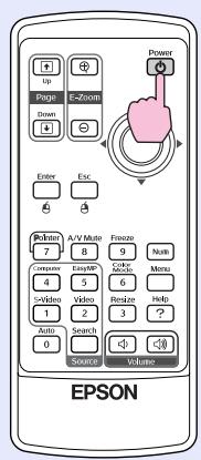EPSON EMP-760 - Appuyez sur la touche [Power] du panneau de commande du projecteur ou de la télécommande pour allumer le projecteur. - 2