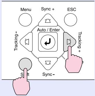 EPSON EMP-7850 - Tout en maintenant enfoncée la touche [Shift] du panneau de commande du projecteur, appuyez sur la touche [▶]. - 1