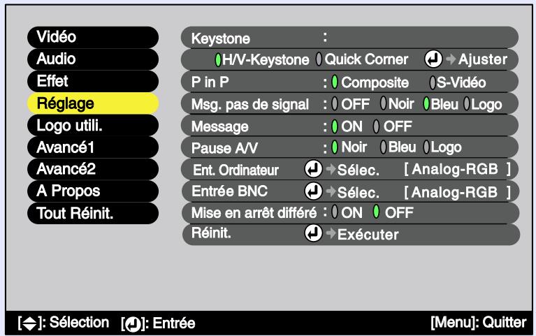 EPSON EMP-7850 - Menu "Réglage" - 1