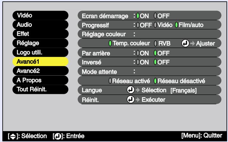 EPSON EMP-7850 - Menu "Avancé1" - 1
