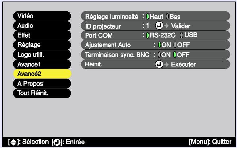 EPSON EMP-7850 - Menu "Avancé2" - 1